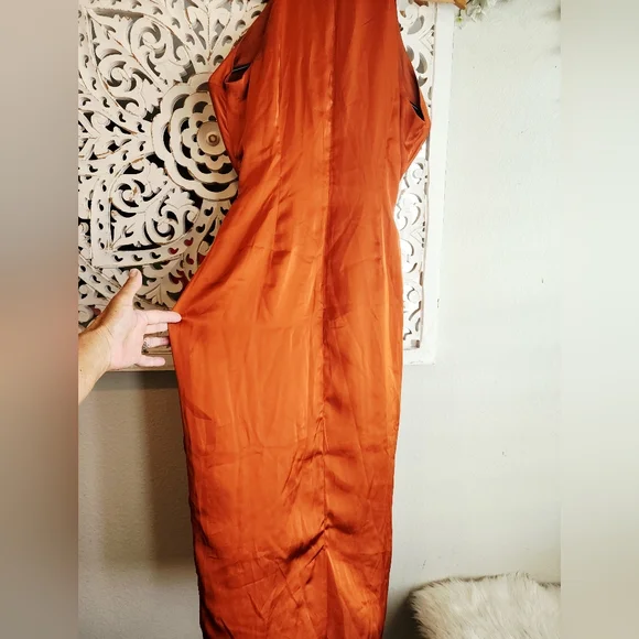 ANDREA IYAMAH THE RENI MIDI DRESS BURN ORANGE SIZE LARGE - Picture 12 of 14